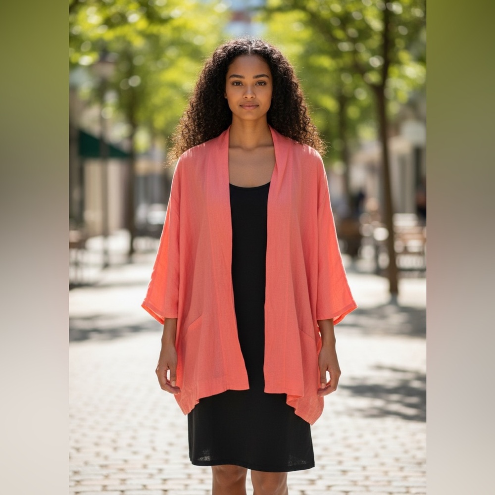 Posse Size XXL Coral Open-Front Linen Blazer